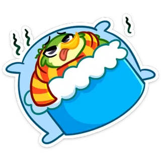 😵 Desenho animado, Exausto, Travesseiro, Sonolento, Triste, Cansado, Fofo, Animal telegram sticker