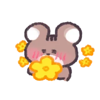 😼 bear, flower, cute, cartoon, animal, sticker telegram sticker