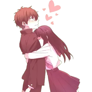 🖤 Anime, Couple, Câlin, Romance, Amour, Coeurs telegram sticker