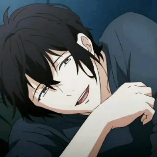 🖇 Anime, Manga, Männlich, Schwarze Haare, Lächelnd whatsapp sticker