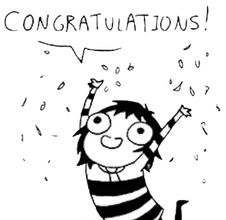 🎉 CONGRATULATIONS! perayaan, selamat, kartun, hitam putih, bahagia telegram sticker