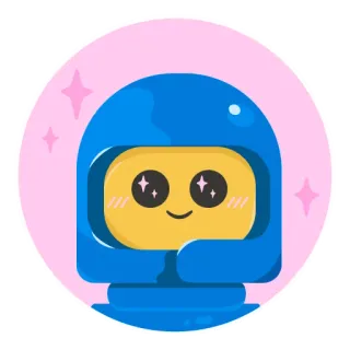 😍 lucu, robot, emoji, kartun, merah muda, biru, berkilau whatsapp sticker