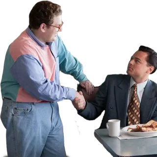🤝 The Wolf of Wall Street фильм, рукопожатие, Леонардо Ди Каприо, Джона Хилл, кино, бизнес telegram sticker