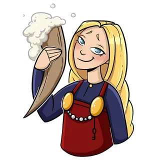 😉 viking, bir, wanita, kartun, pirang, gadis, mead whatsapp sticker