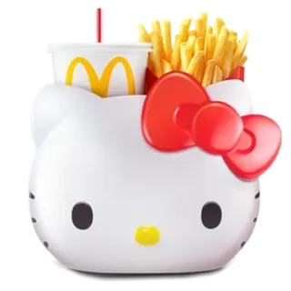 🤰 Hello Kitty Hello Kitty, McDonalds, картошка фри, напиток, каваий, милый, еда telegram sticker