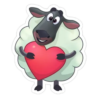 ❤️ owca, serce, miłość, zwierzę, kreskówka telegram sticker