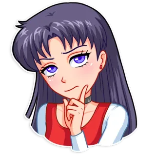 🤔 anime, manga, girl, thinking, character, purple hair, illustration telegram sticker