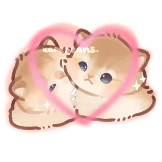 ❤️ korybeans. kucing, anak kucing, imut, hati, binatang, hewan peliharaan, kawaii, kartun whatsapp sticker
