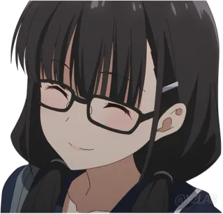 🙂 anime, garota, fofa, sorrindo, óculos whatsapp sticker