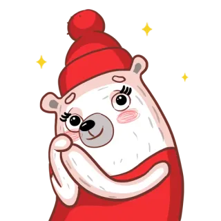 👄 orso polare, inverno, animale, carino, cartone animato whatsapp sticker