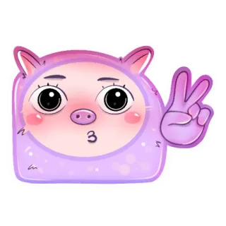 😗 dibujo animado, cerdo, animal, signo de paz, lindo whatsapp sticker