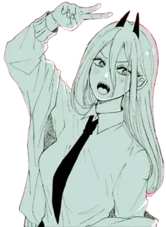 😈 Power Chainsaw Man anime, manga, devil, horns, cute, character telegram sticker