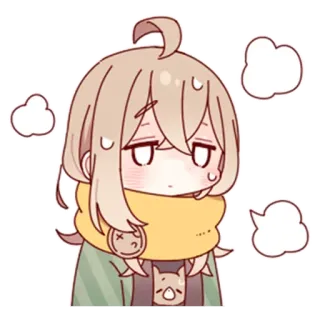 🤔 Anime, Dziewczyna, Słodkie, Wyczerpana, Chibi, Kawaii telegram sticker