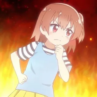 🎐 Anime, Chica, Enojada, Linda, Fuego, Seria telegram sticker