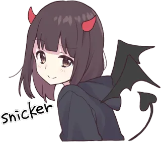 😈 snicker anime, devil, cute, girl, wings telegram sticker
