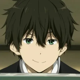 🎐 Houtarou Oreki Hyouka anime, boy, Houtarou Oreki, Hyouka, student, green eyes telegram sticker