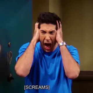 😱 Ross Geller Friends [SCREAMS] tv serie, friends, ross geller, schreeuwen, grappig, reactie, meme telegram sticker