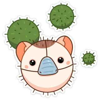 🦠 tier, maske, virus, covid-19, süß, cartoon telegram sticker