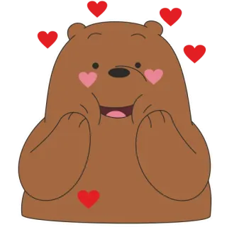 🥰 Grizzly Bear We Bare Bears carino, orso, cartone animato, amore, cuori, We Bare Bears, Grizz telegram sticker