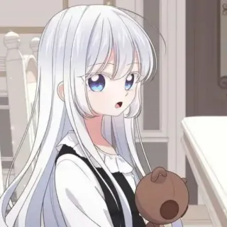 🎐 アニメ 女の子, 白い髪, 人形, 漫画, かわいい, イラスト telegram sticker