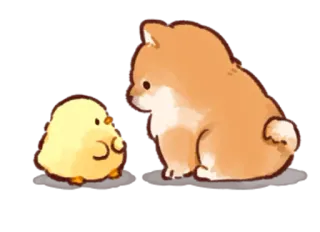 😶 cane, pulcino, cucciolo, pulcino neonato, animali carini whatsapp sticker
