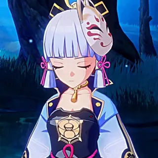 ❄️ Kamisato Ayaka Genshin Impact Anime, Game, Genshin Impact, Kamisato Ayaka, Karakter, Jepang, Topeng telegram sticker