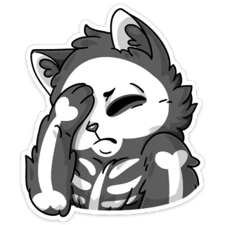 🤦 gato, esqueleto, triste, animal, dibujos animados, pegatina, lindo whatsapp sticker