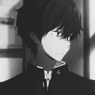 🕸 Anime, Menino, Preto e branco, Retrato telegram sticker