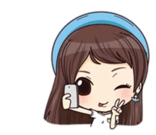 🤳 desenho animado, garota, selfie, sinal de paz, fofo telegram sticker