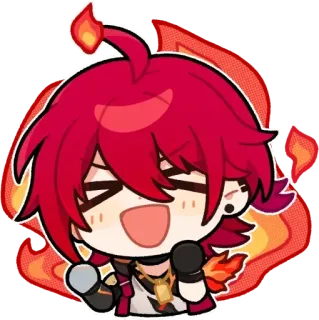 🔥 Anime, Feuer, Mikrofon, Cartoon, Kawaii whatsapp sticker