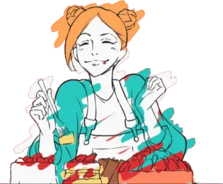 😁 десерт, торт, клубника, девушка, еда telegram sticker