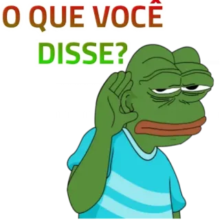 👂 Pepe the Frog O QUE VOCÊ DISSE? 佩佩蛙, 倾听, 你说什么, 表情包, 青蛙 telegram sticker
