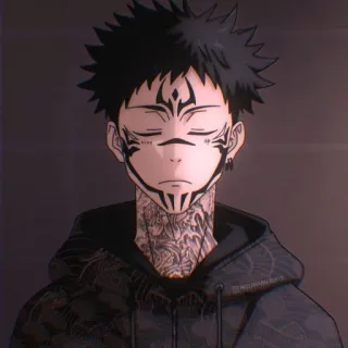 🖤 Аниме, Манга, Персонаж, Тату, Худи, Искусство, Иллюстрация telegram sticker