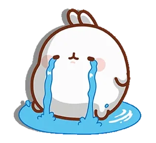 😭 pleurer, triste, larmes, lapin, molang, mignon telegram sticker
