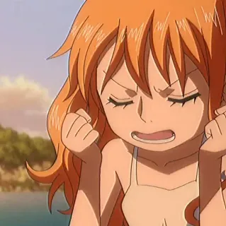 🍊 Nami One Piece Anime, Dibujos animados, One Piece, Nami, Enfadado/a, Frustrado/a, Manga telegram sticker