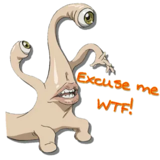 👀 Excuse me WTF! divertente, mostro, creatura, wtf, scusi, occhi, bocca telegram sticker