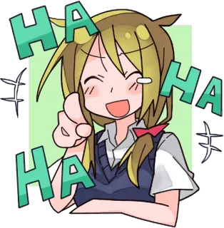 😂 HA HA rindo, anime, desenho, haha, menina, apontando telegram sticker