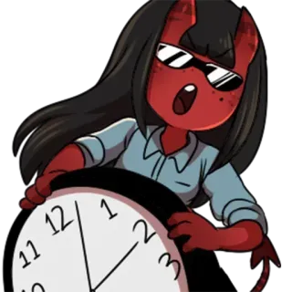 🙅‍♀ Teufel, Uhr, Frist, Cartoon, Dämon telegram sticker