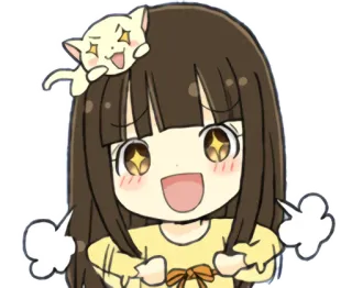 😳 อนิเมะสาว, แมว, คาวาอิ, น่ารัก, ตาเป็นประกาย telegram sticker