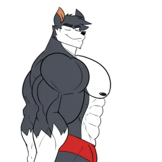💪 antropomorfo, muscoli, maschio, cartone animato, furry telegram sticker