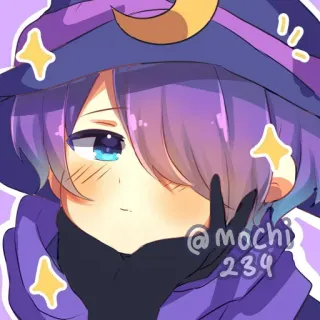 🦄 @mochi234 anime, cartoon, mage, wizard, witch, cute, purple telegram sticker