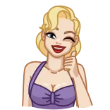 👍 женщина, блондинка, большой палец вверх, подмигивание whatsapp sticker