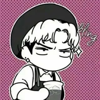 😐 bling мультфильм, аниме, персонаж, милый, кофе, блеск whatsapp sticker
