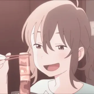 🌷 Animé, Manger, Nourriture, Fille, Baguettes, Mignon, Dessin animé telegram sticker