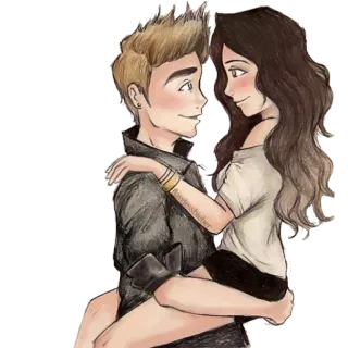 🖤 couple, amour, romance, câlin, dessin animé, amitié telegram sticker