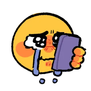 😭 emoji, triste, chorando, telefone, amarelo telegram sticker