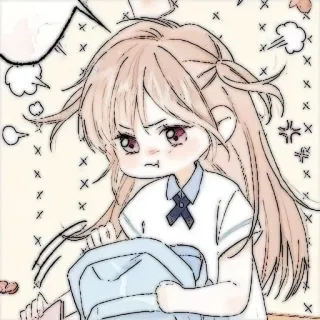 🍓 애니메이션 여자, 화난, 귀여운, 교복, 만화, 일러스트 telegram sticker