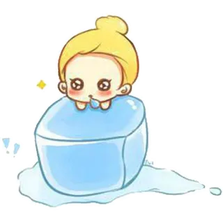 😮 귀여운, 얼음, 아기, 치비, 카와이, 물 telegram sticker
