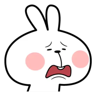 😩 conejo, dibujos animados, lindo, triste, conejito, personaje whatsapp sticker