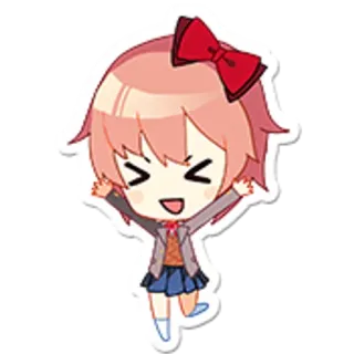 🥳 Sayori Doki Doki Literature Club! 动漫, Q版, 可爱, 心跳文学部, 纱世里, 卡哇伊, 电子游戏 whatsapp sticker
